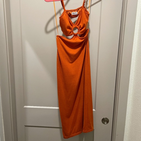 Rust Orange Cutout Midi Dress - Picture 2 of 6